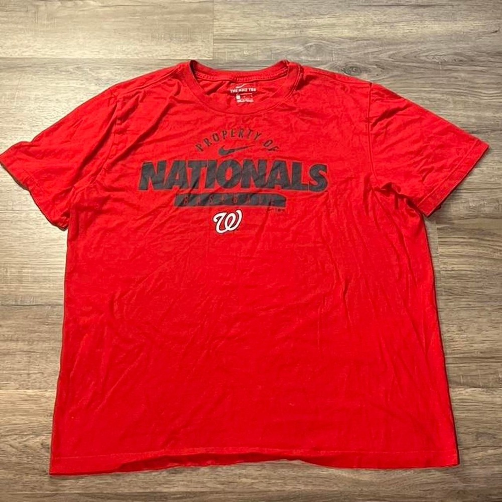 Nike Red Washington Nationals Baseball Sportswear Retro Shirt size large